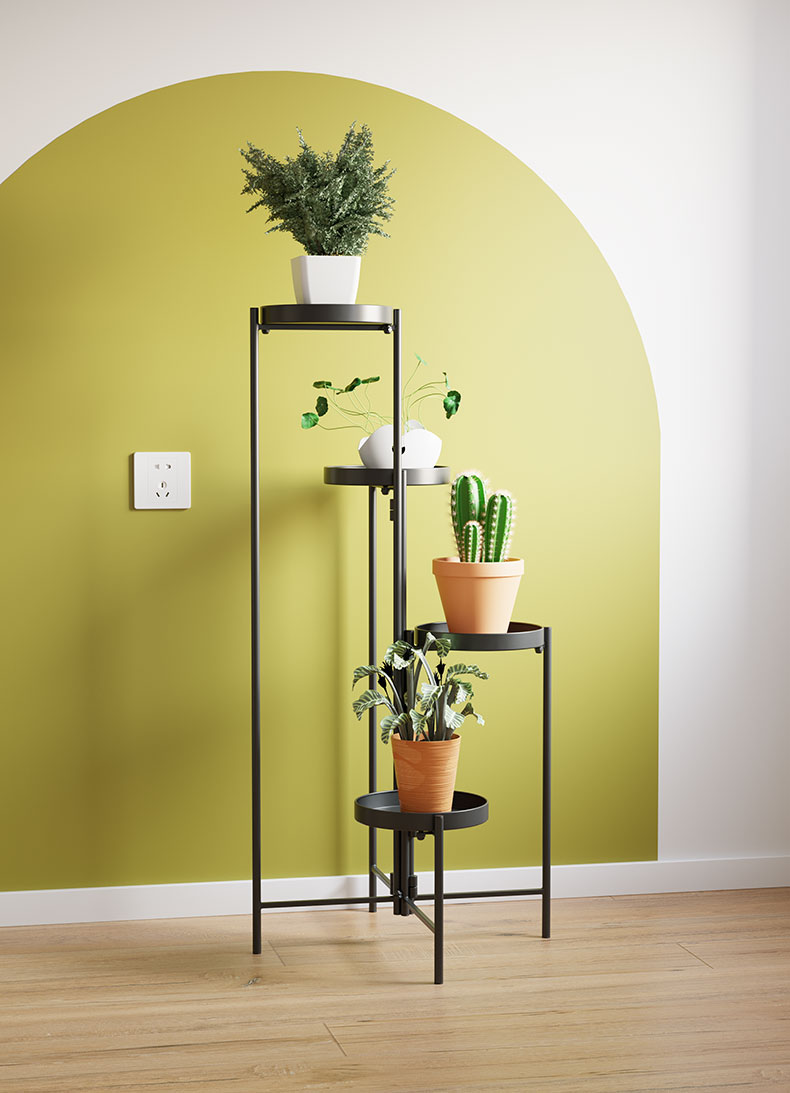 BenBest-Plant-Stand,-3&4-Tier-Metal-Flower-No-Patio-Garden,-Rumi-Ame-Kihi-Balkona